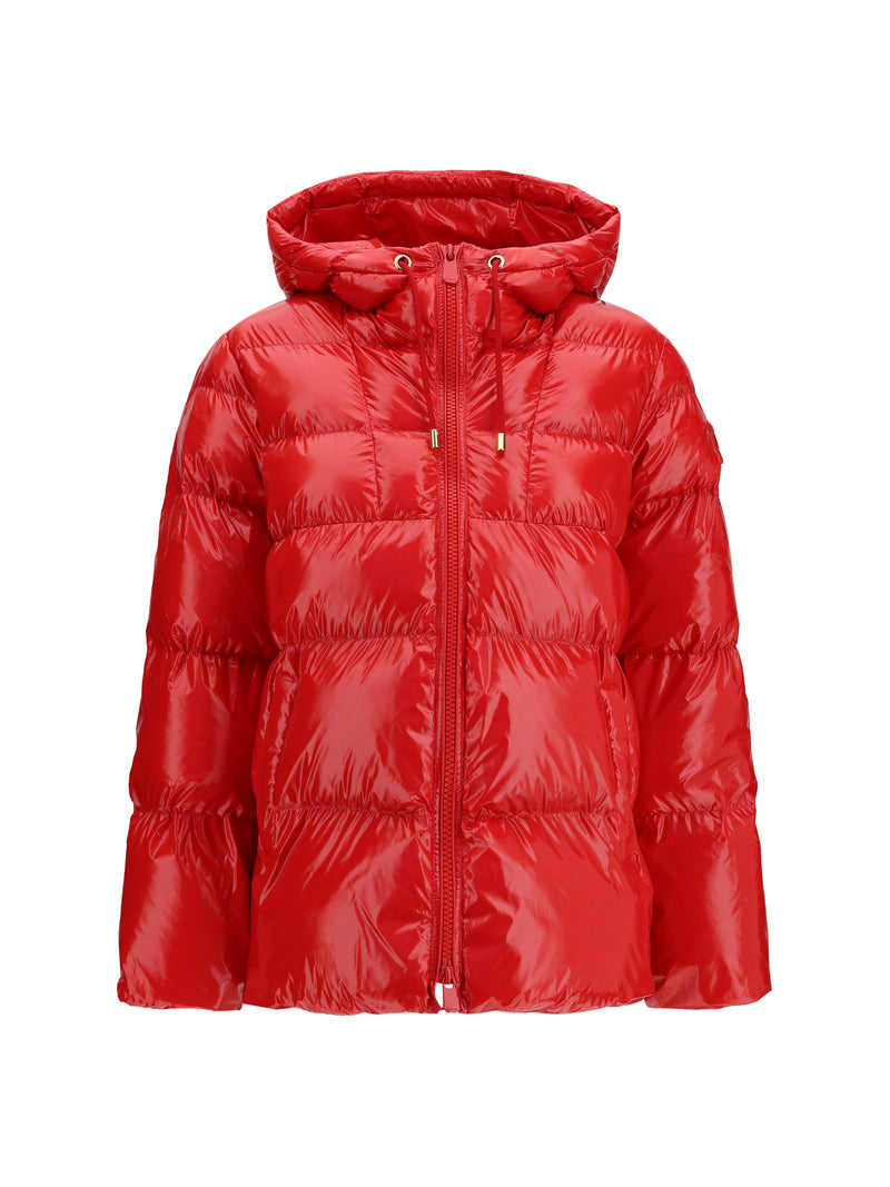 Pinko Pinko Eleodoro Hooded Down Jacket Rosso Burgundy Wine - World Class Fashion