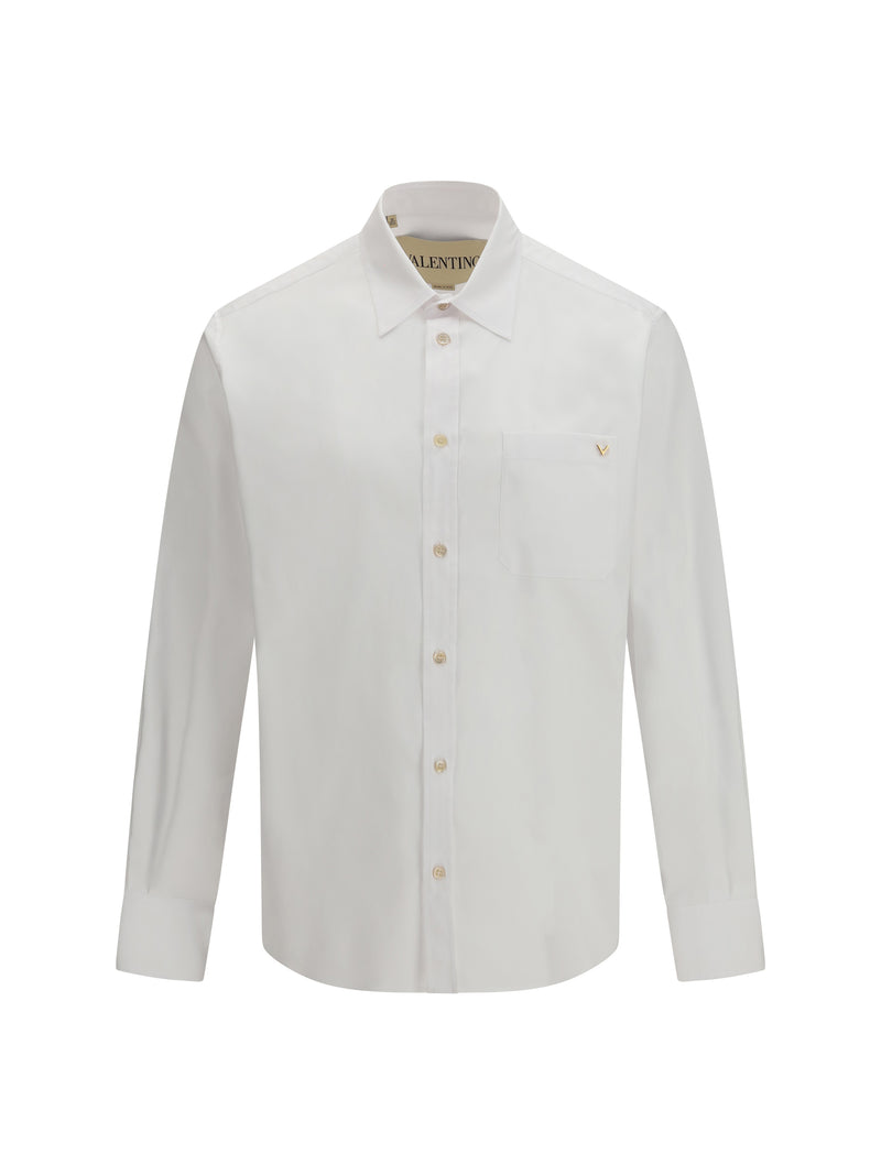 Valentino Valentino Light Cotton Oxford Shirt with VGold Bianco - World Class Fashion
