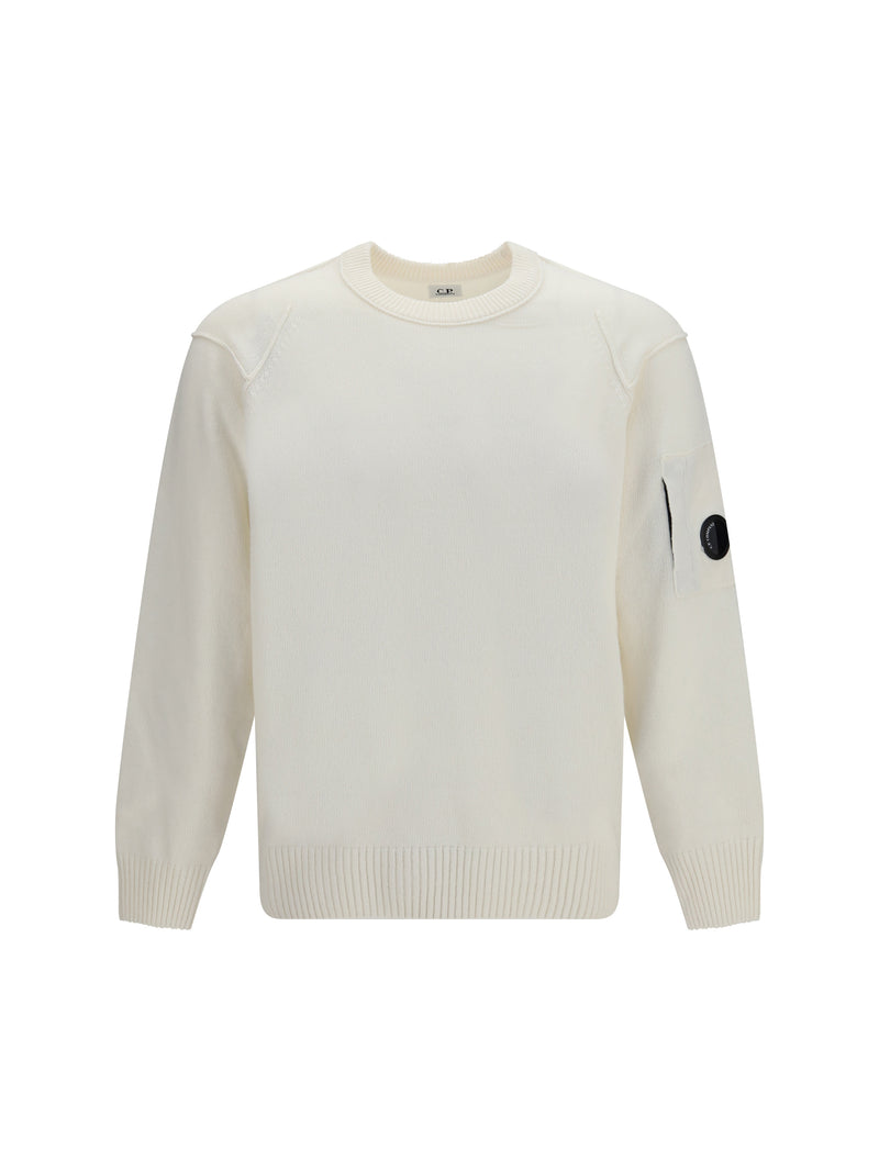 C.P. Company C.P. Company GRS Lambswool Crewneck Sweater Gauze White - World Class Fashion