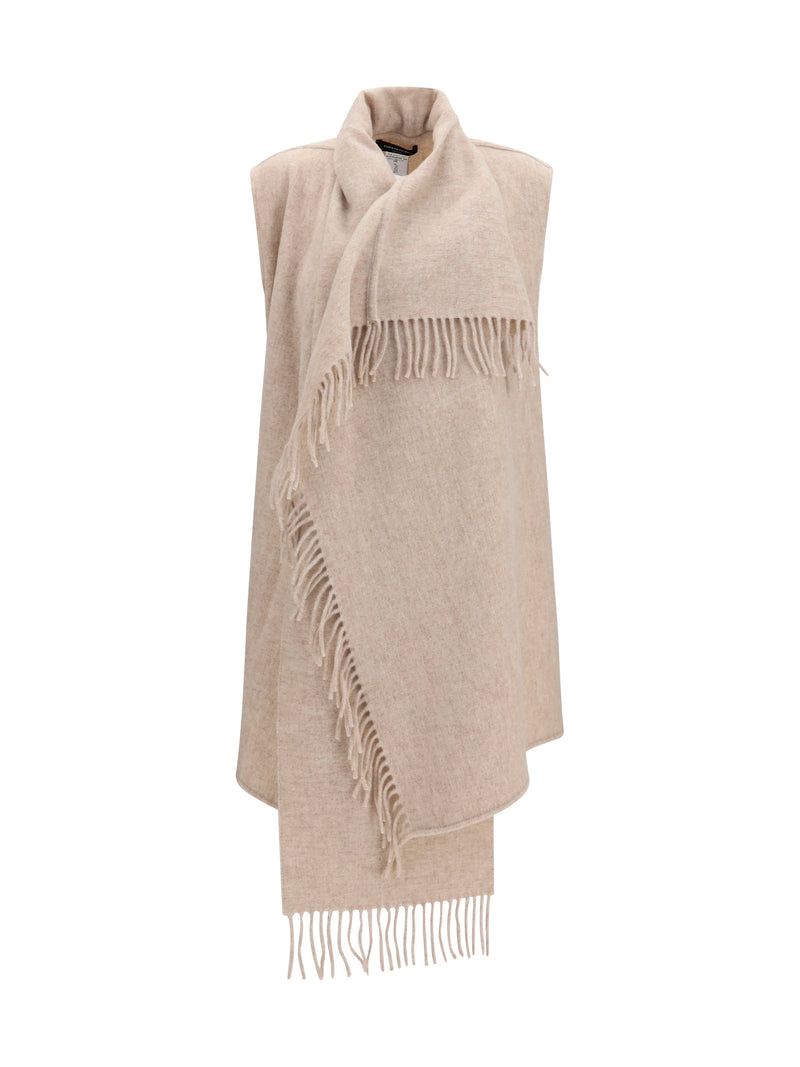 Fabiana Filippi Fabiana Filippi High-neck Wool Cape Beige Women - World Class Fashion