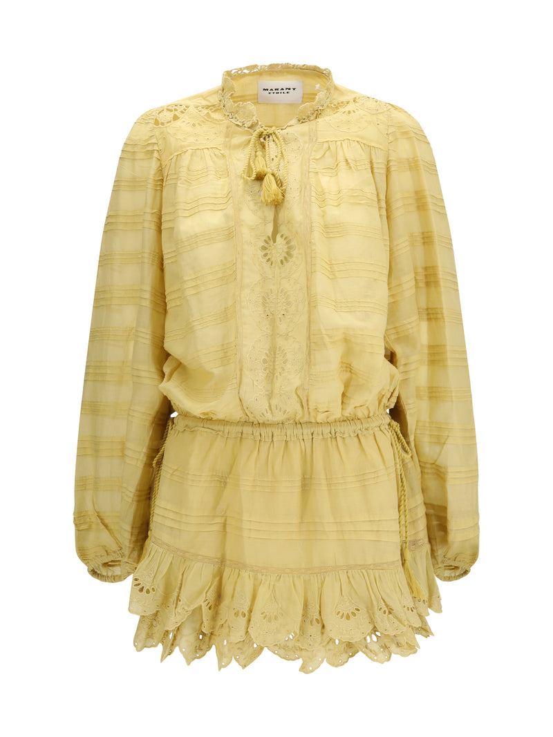 Marant Étoile Marant Étoile Preya Short Cotton Dress Light Ochre - World Class Fashion