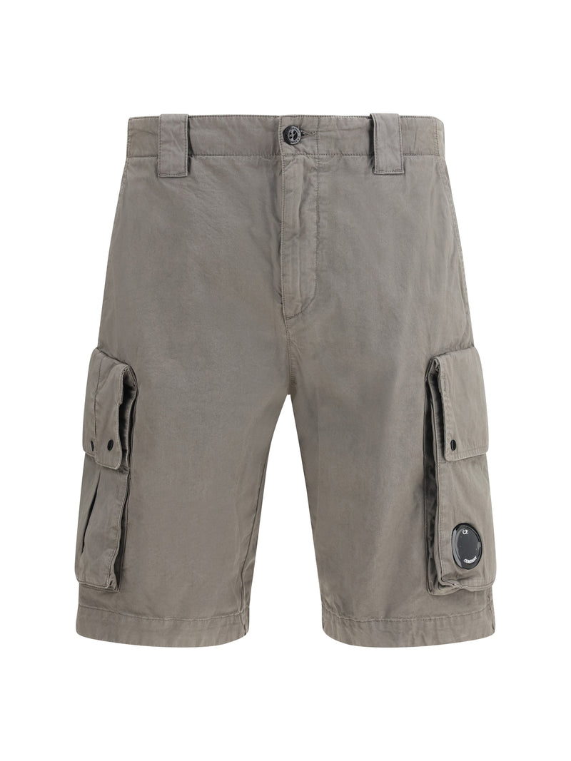 C.P. Company C.P. Company Cotton Gabardine Bermuda Shorts Gunmetal - World Class Fashion