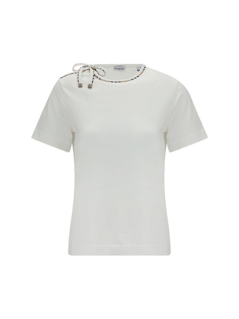 Burberry Burberry Camiseta de Algodón con Detalles de Encaje Tono Tiza - World Class Fashion