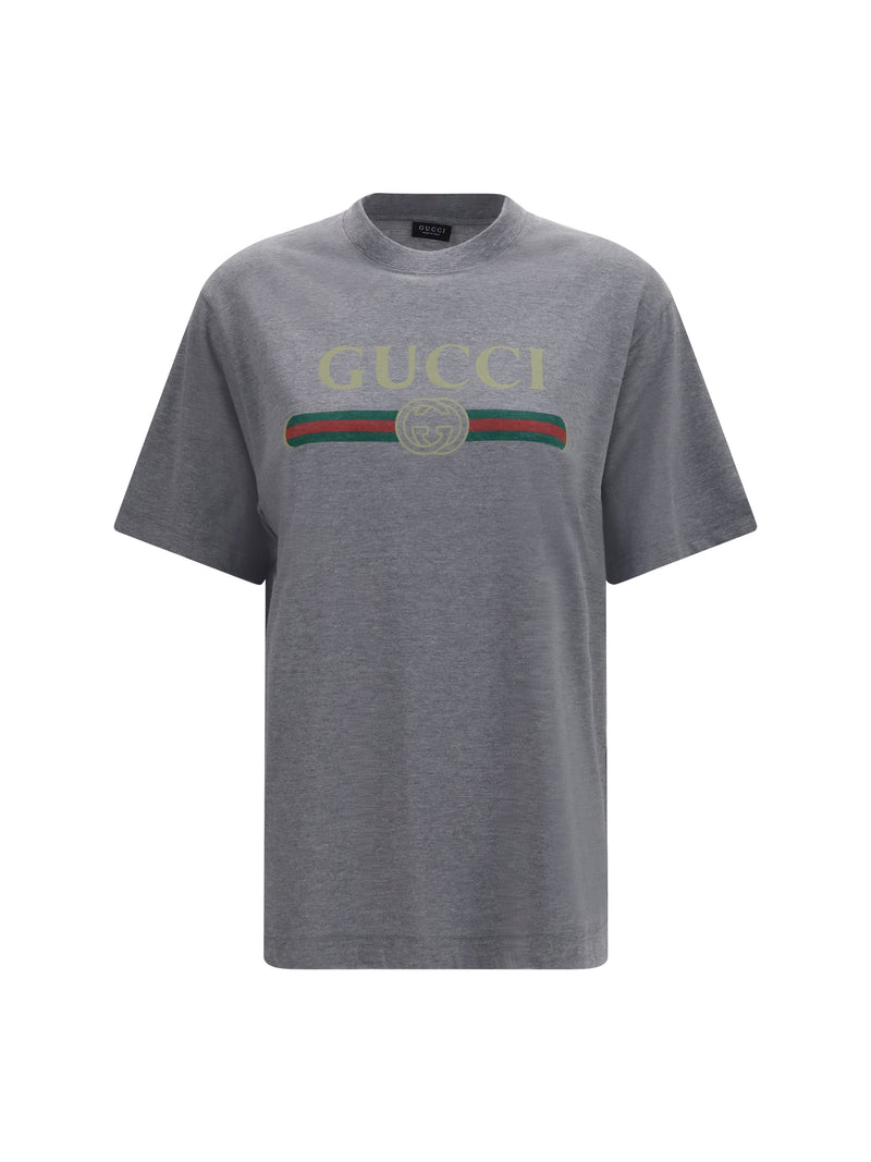 Gucci Gucci Cotton and Silk Jersey T-shirt Grey Melange Women - World Class Fashion