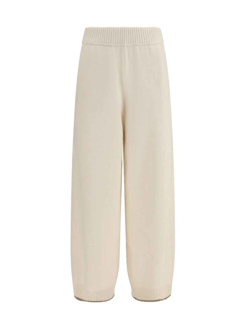 Brunello Cucinelli Brunello Cucinelli Cashmere Trousers English White/Brown - World Class Fashion