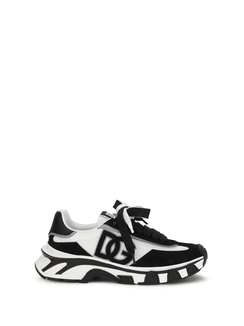 Dolce & Gabbana Dolce & Gabbana Leather and Mesh Sneakers Bianco/Nero - World Class Fashion