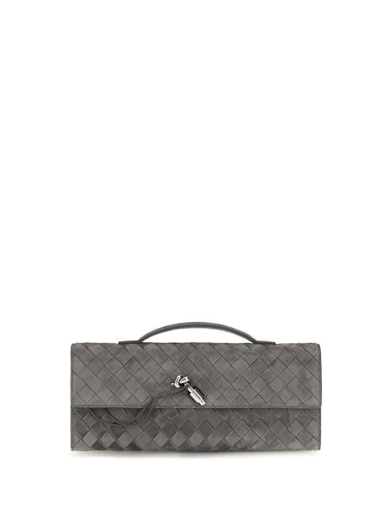 Bottega Veneta Bottega Veneta Andiamo Clutch Obsidian Grey - World Class Fashion