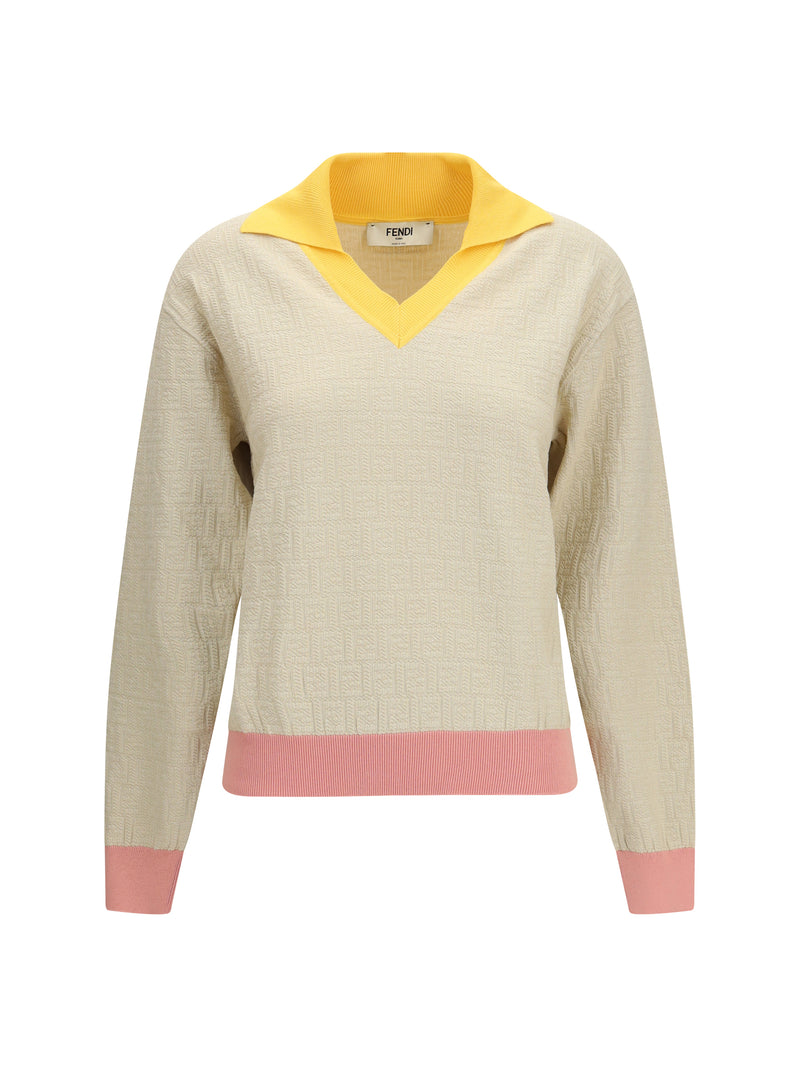 Fendi Fendi Cotton and Silk Sweater Ecru Women - World Class Fashion