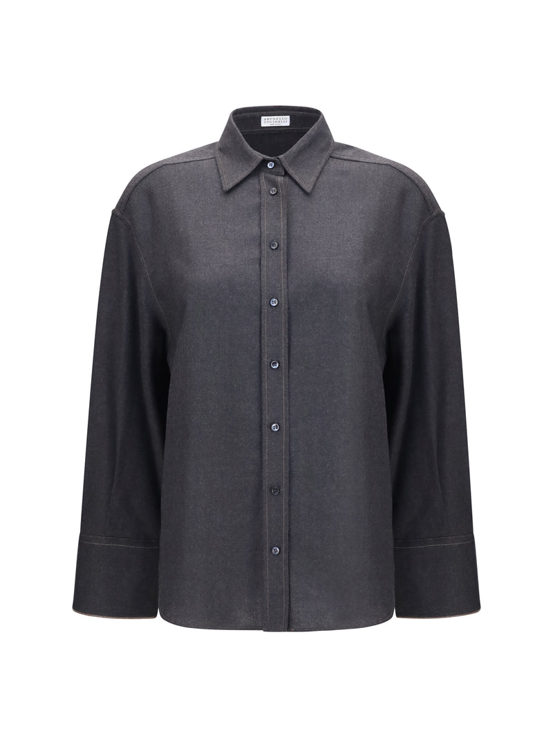 Brunello Cucinelli Brunello Cucinelli Virgin Wool Shirt Antracite - World Class Fashion