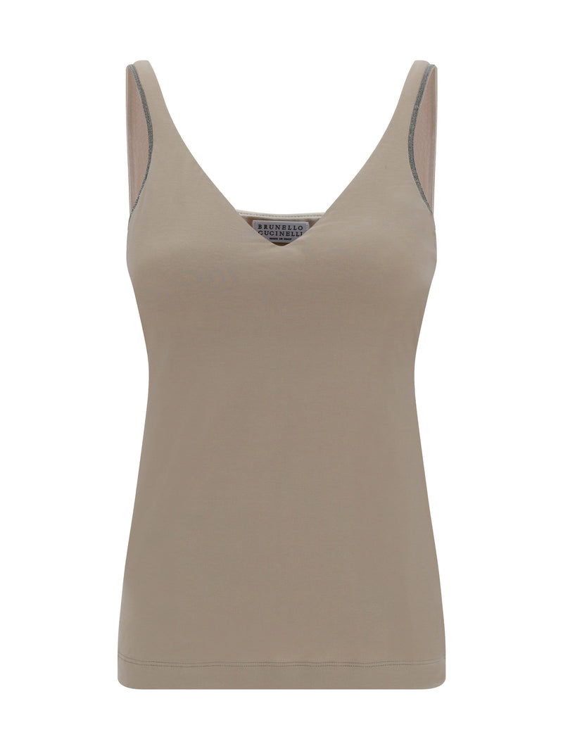 Brunello Cucinelli Brunello Cucinelli Top with Embellishments Talco - World Class Fashion