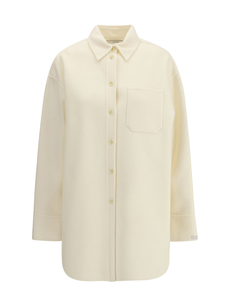 Max Mara Sportmax Max Mara Sportmax Oversized Riber Wool Shirt Latte - World Class Fashion