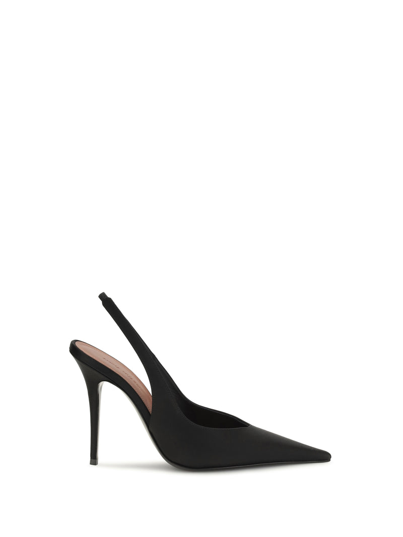 Amina Muaddi Amina Muaddi Anok Satin Slingback Pumps Black - World Class Fashion