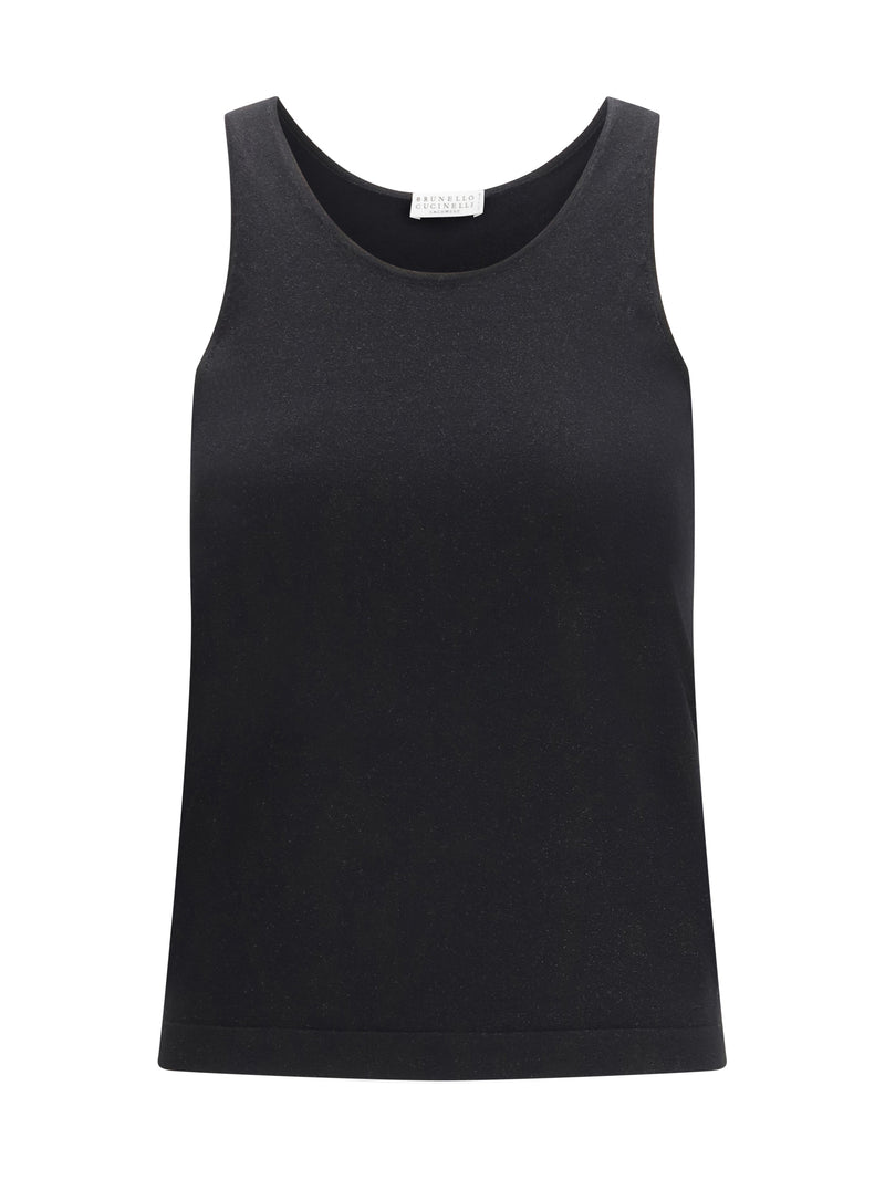 Brunello Cucinelli Brunello Cucinelli Camiseta sin mangas de punto brillante Nero - World Class Fashion