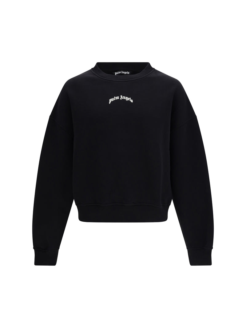 Palm Angels Palm Angels Back Curved Logo Sweatshirt Black Off White - World Class Fashion