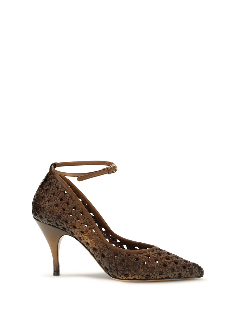 Miu Miu Miu Miu Woven Leather Pumps Cognac - World Class Fashion