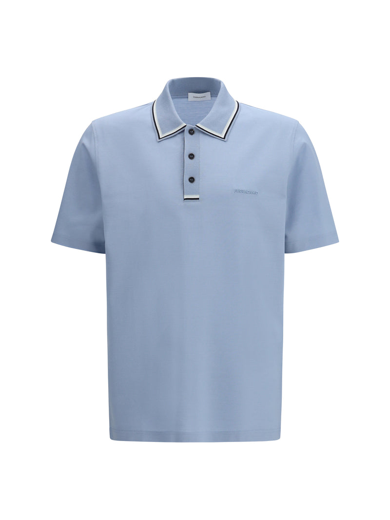 Ferragamo Ferragamo Cotton Polo Washed Denim/N.Navy/WTE/S.BLUE - World Class Fashion