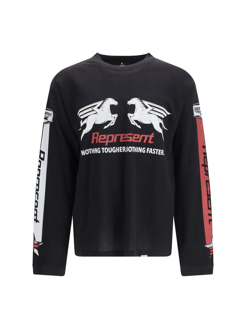 Represent Represent Mesh Pegasus Long Sleeve T-shirt Jet Black - World Class Fashion