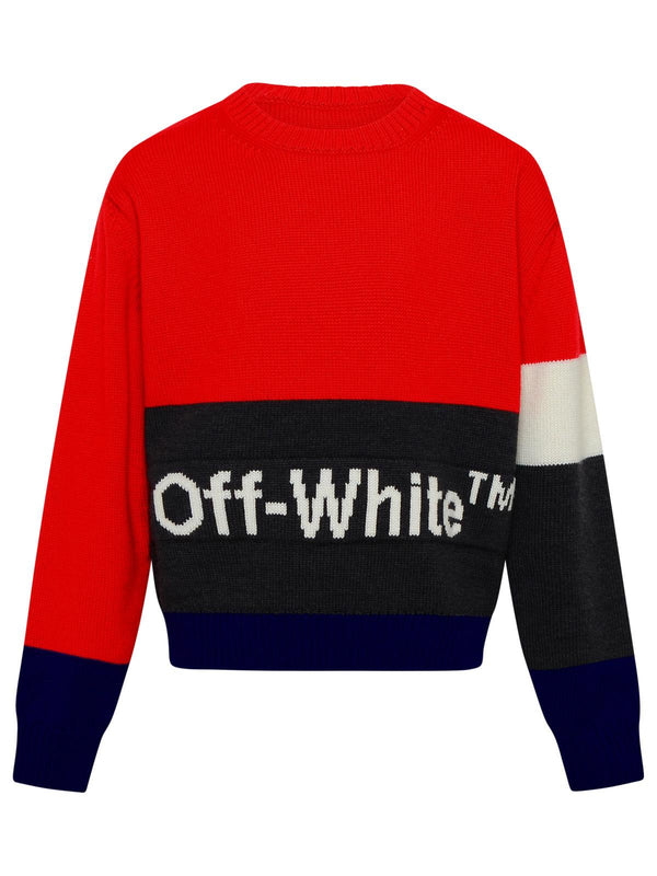 Off-white Red And Gray Wool Sweater