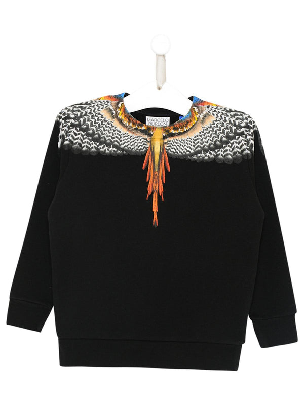 Marcelo Burlon Black Cotton Grizzly Wings Sweatshirt