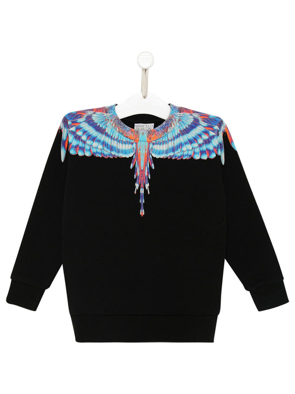 Marcelo Burlon Black Cotton Birds Wings Sweatshirt