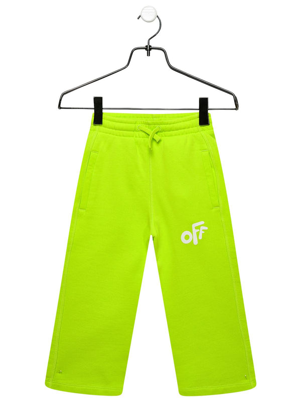 Off-white Green Cotton Sporty Pants