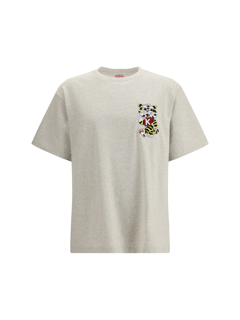 Kenzo Kenzo Wild Tiger Motif Oversized T-shirt Pale Grey - World Class Fashion
