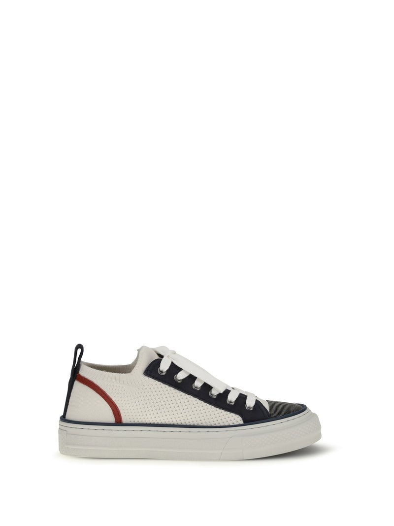 Brunello Cucinelli Brunello Cucinelli Cotton Knit Suede Sneakers English White - World Class Fashion