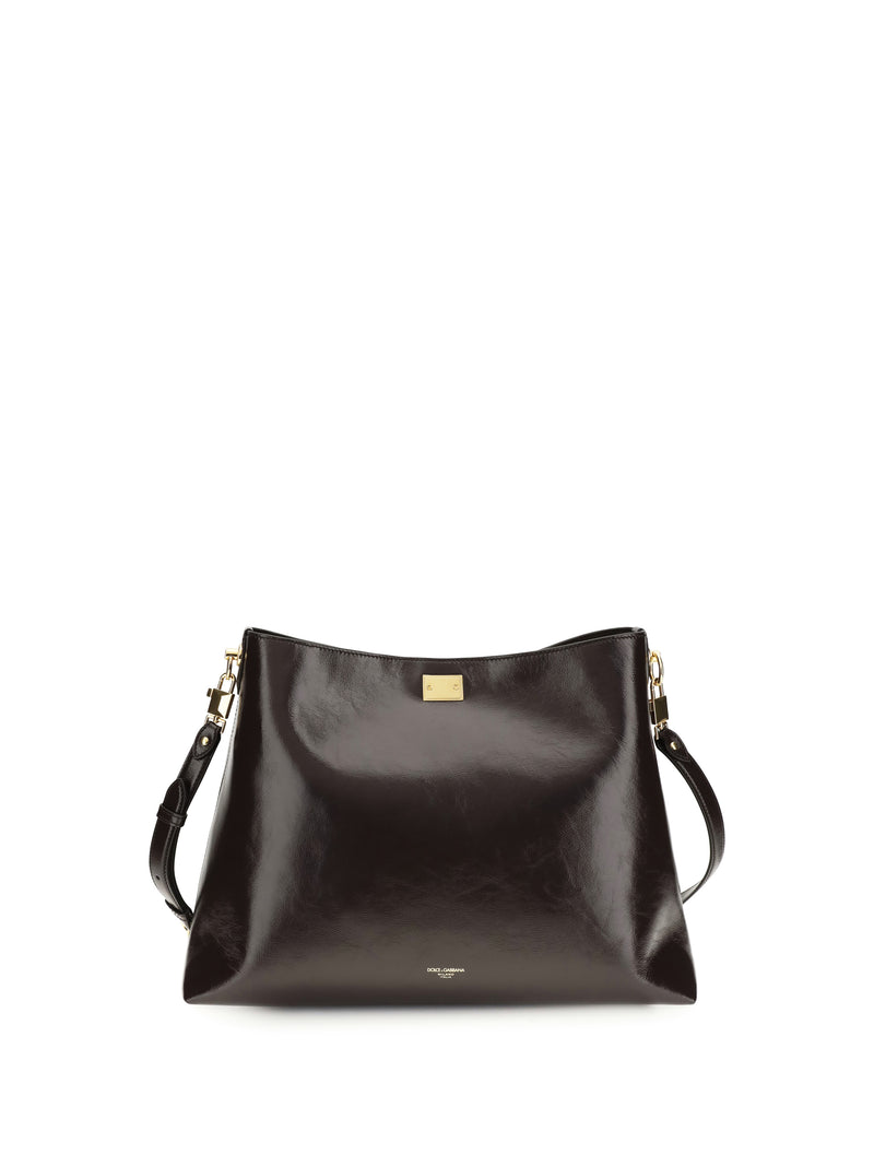Dolce & Gabbana Dolce & Gabbana Large Vittoria Leather Shoulder Bag Cioccolato - World Class Fashion