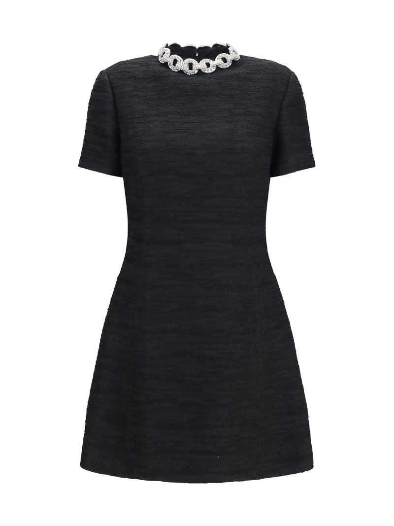 Valentino Valentino Embroidered Mini Dress Nero/Silver - World Class Fashion