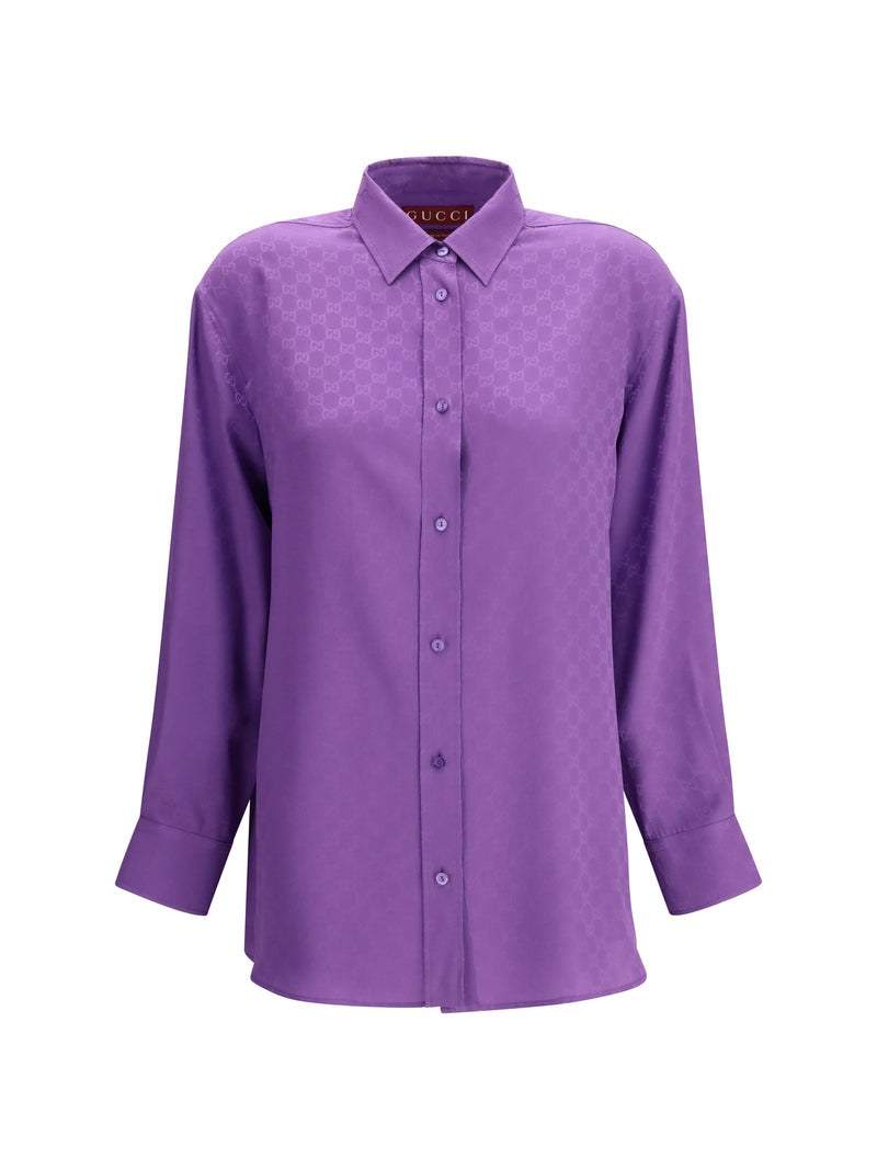 Gucci Gucci GG Supreme Print Silk Shirt New Magic Purple - World Class Fashion