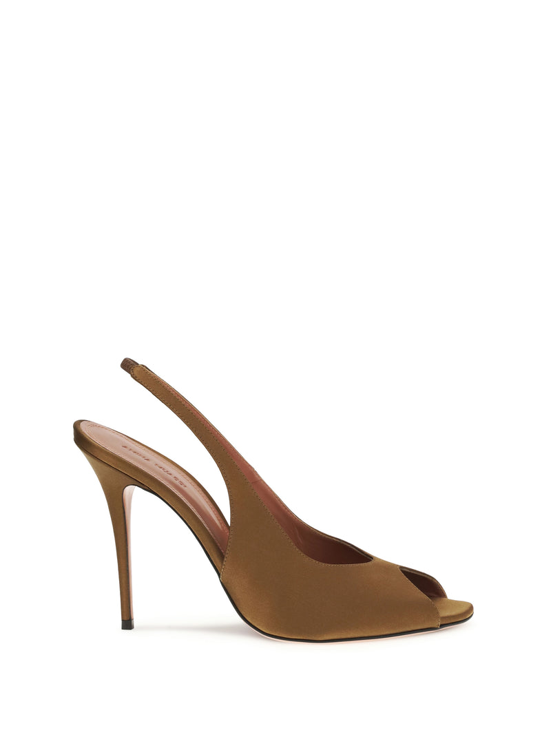 Amina Muaddi Amina Muaddi Kristina Slingback Sandals Mocha - World Class Fashion
