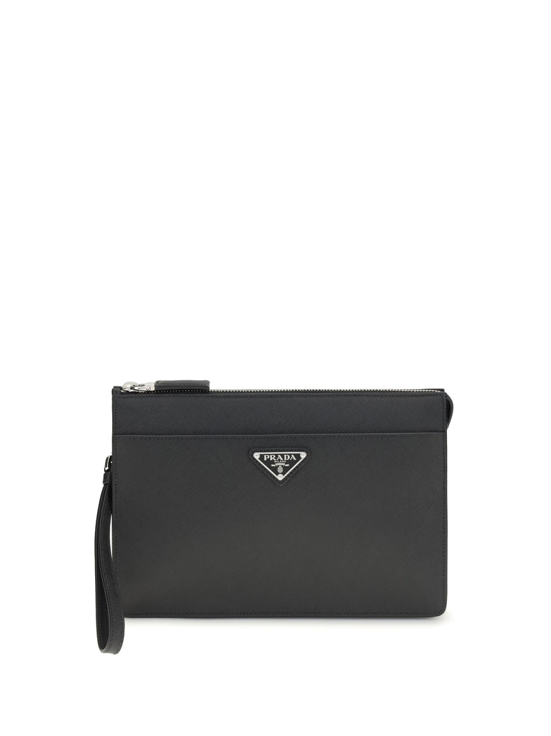 Prada Prada Leather Pouch Nero Men - World Class Fashion