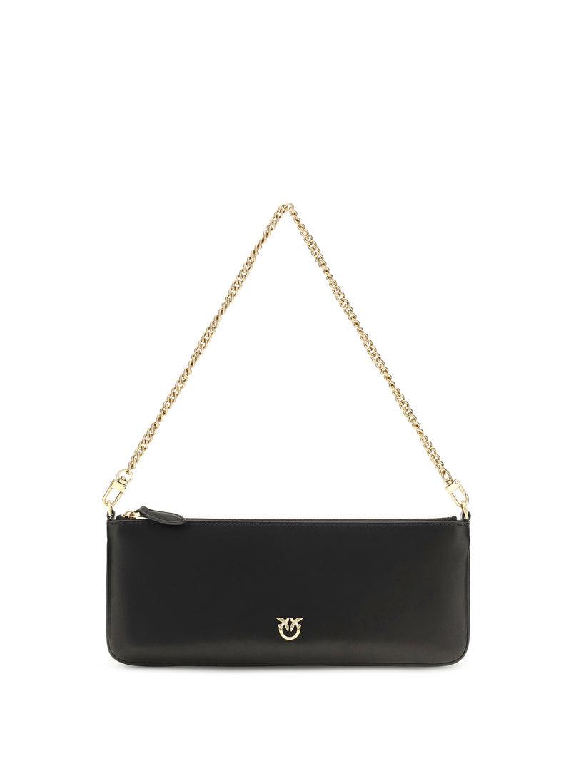 Pinko Pinko Horizontal Flat Leather Wallet Nero-Antique Gold - World Class Fashion