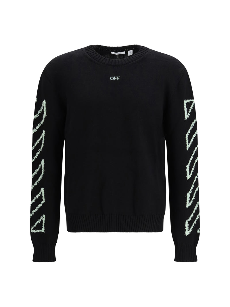 Off-white Off-white Diagonal Arrow Fuzzy Sweater Black - World Class Fashion