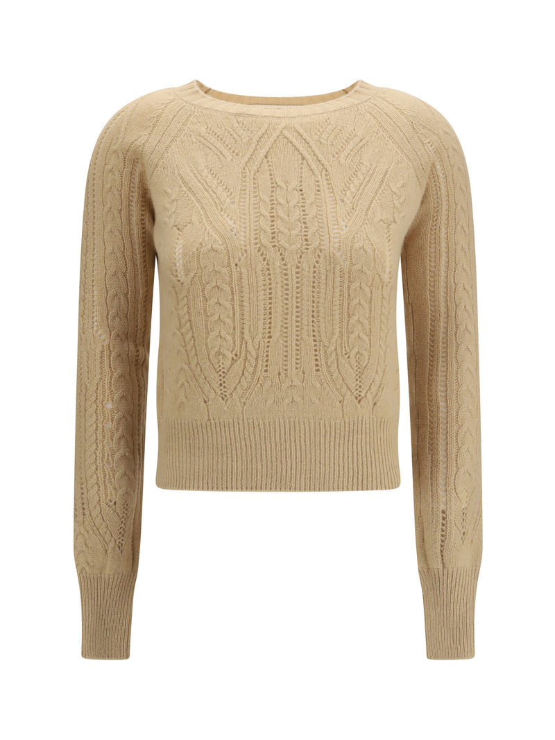 Ermanno Scervino Ermanno Scervino Cable Knit Cashmere Sweater Melange Beige - World Class Fashion