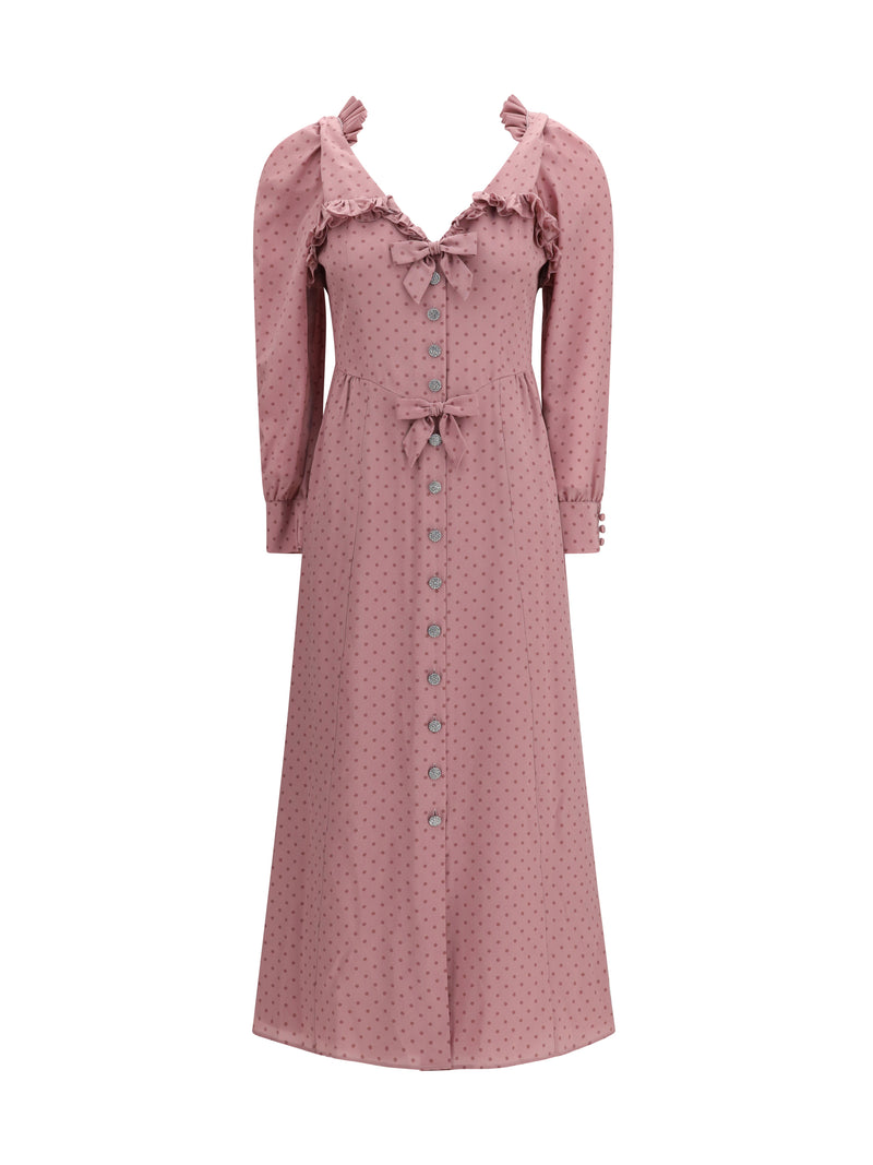 Alessandra Rich Alessandra Rich Polka Dot Midi Dress Mauve Women - World Class Fashion
