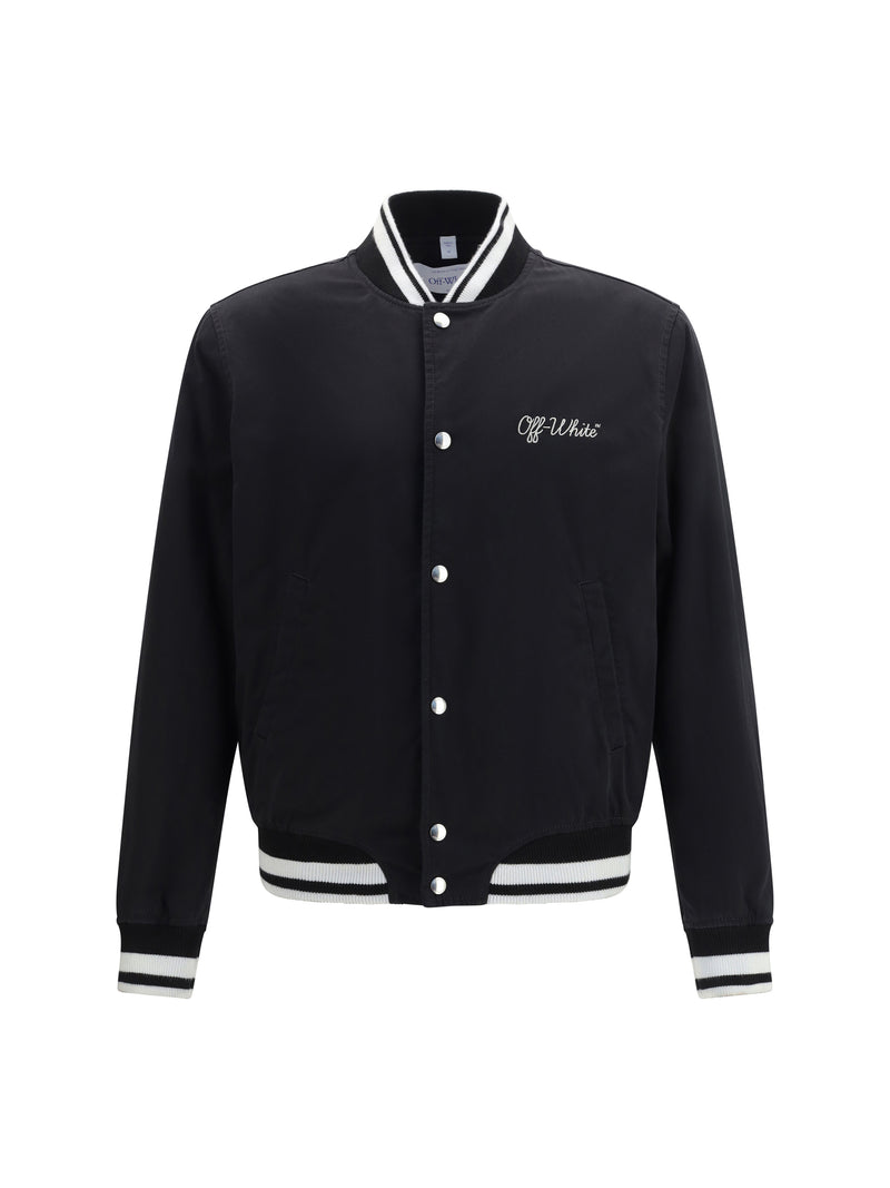 Off-white Off-White Script Cotgab Souvenir Varsity Jacket Black-White - World Class Fashion