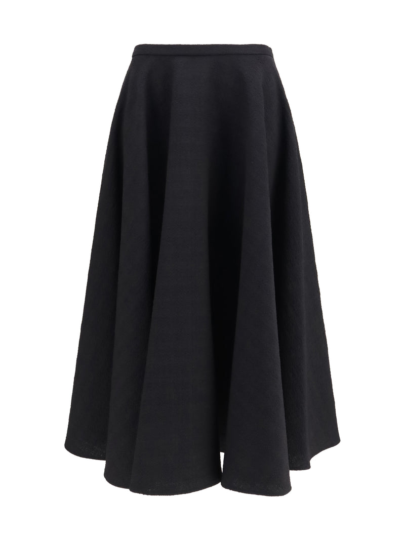 Lardini Lardini Virgin Wool Ruffled Midi Skirt Black - World Class Fashion
