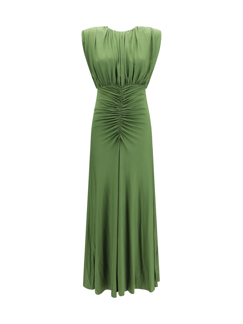 Self-portrait Self-portrait Jersey Gathered Maxi Dress Green - World Class Fashion