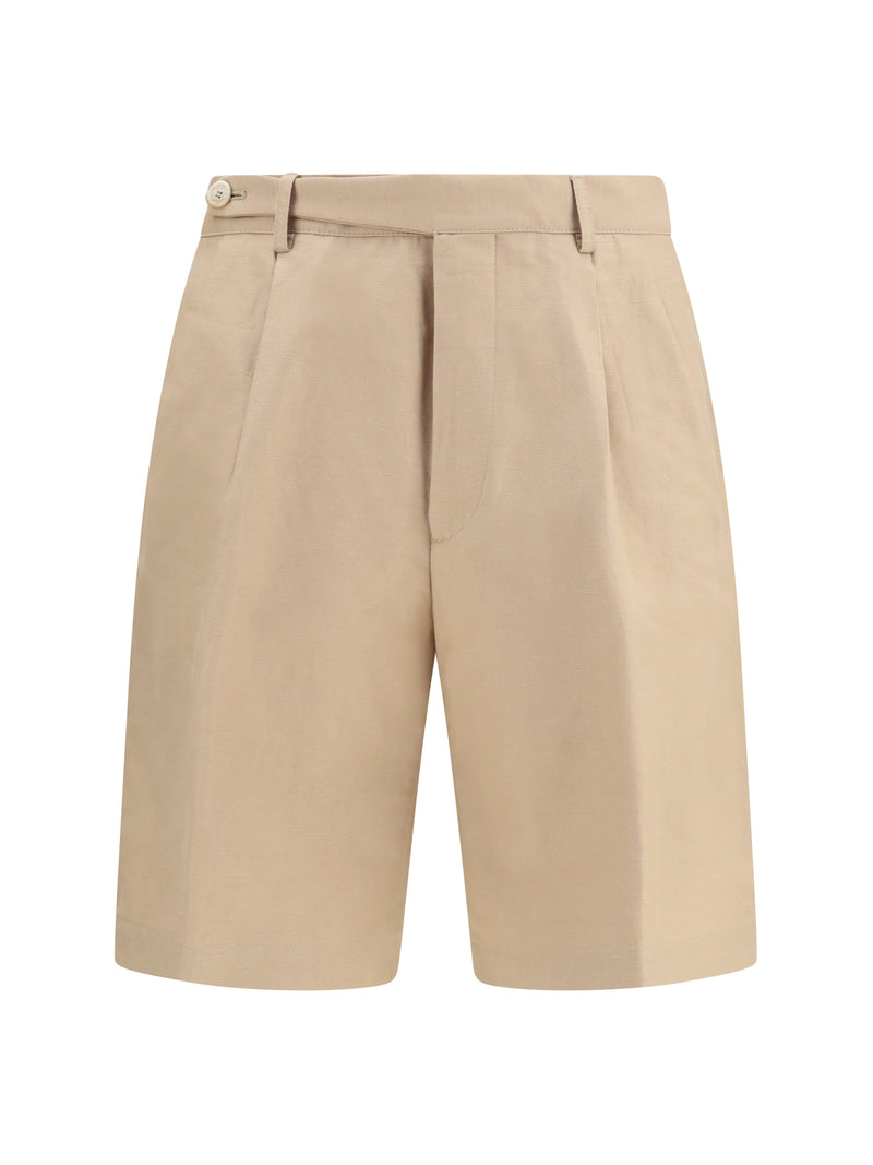 Brunello Cucinelli Brunello Cucinelli Cotton and Linen Shorts Camel - World Class Fashion