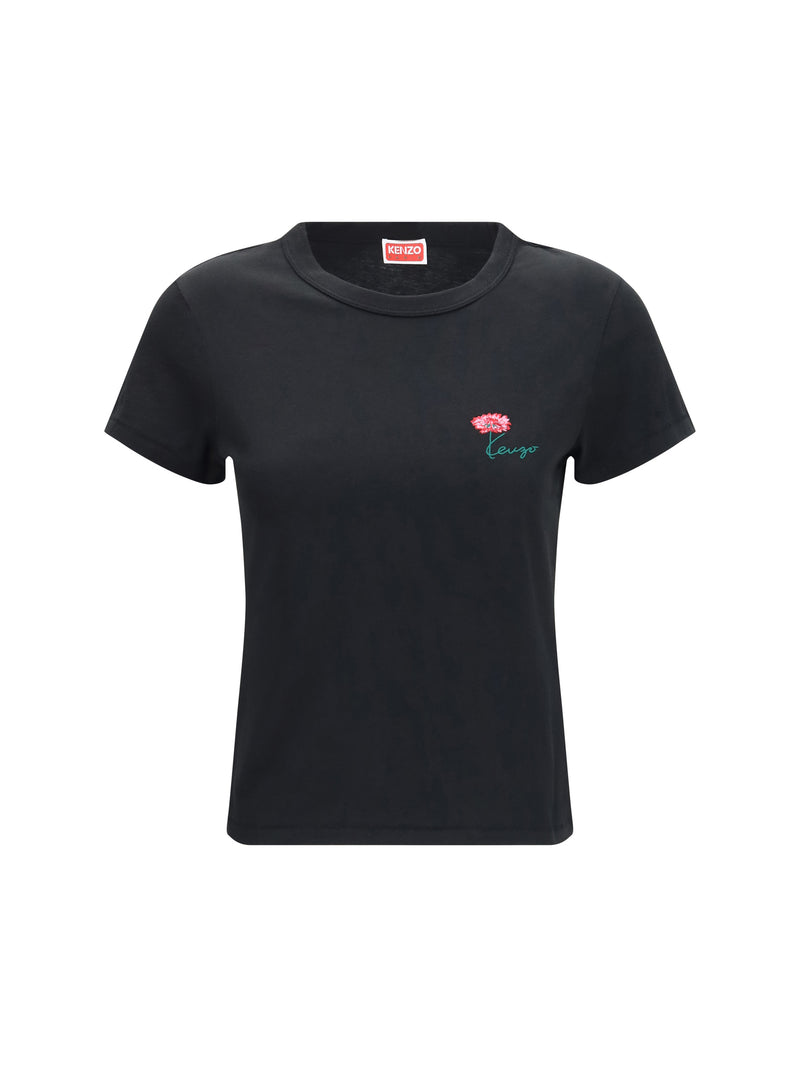Kenzo Kenzo Tulip Embroidered Cotton T-shirt Black - World Class Fashion