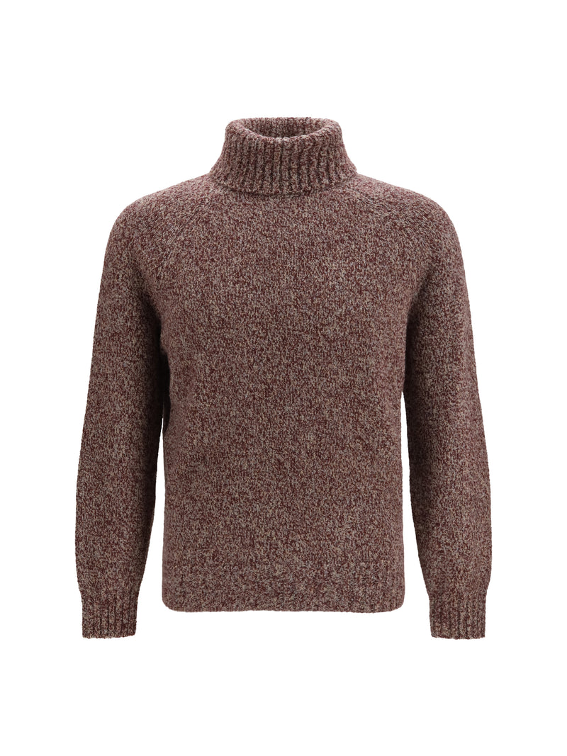 Brunello Cucinelli Brunello Cucinelli Wool Silk Cashmere Turtleneck Sweater Burgundy - World Class Fashion