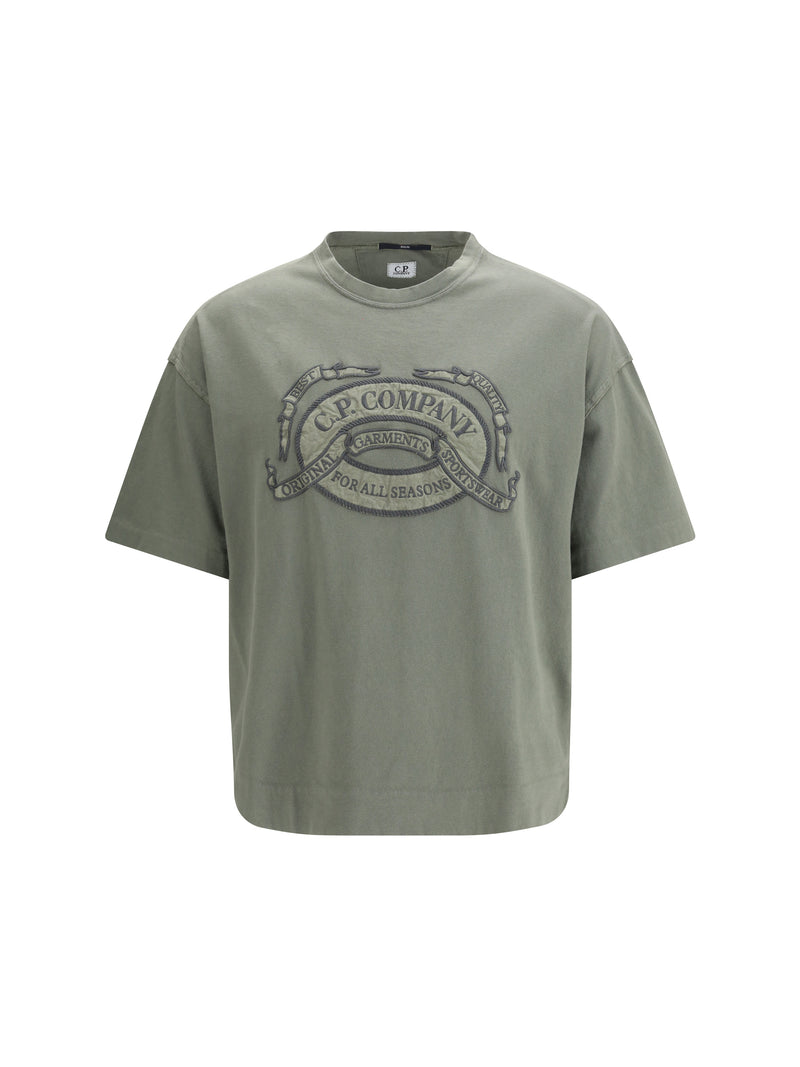 C.P. Company C.P. Company 20/1 Jersey Boxy Logo T-Shirt Gunmetal - World Class Fashion