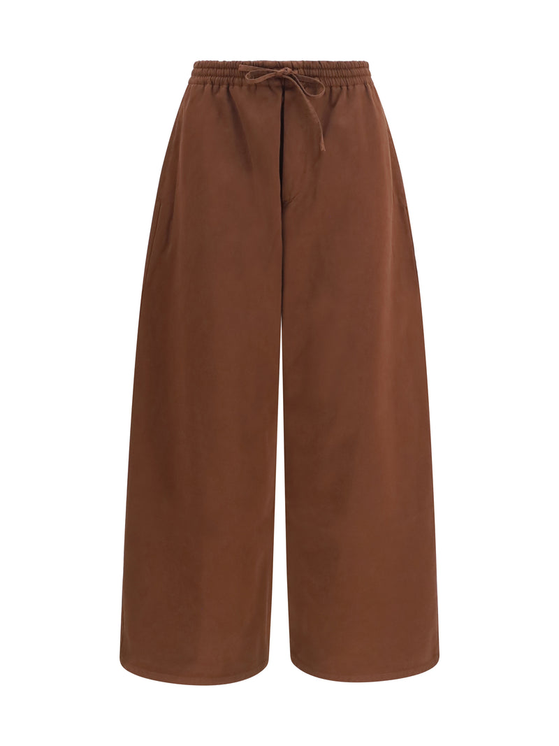 Loewe Loewe Drawstring Cotton Pants Chocolate Brown - World Class Fashion