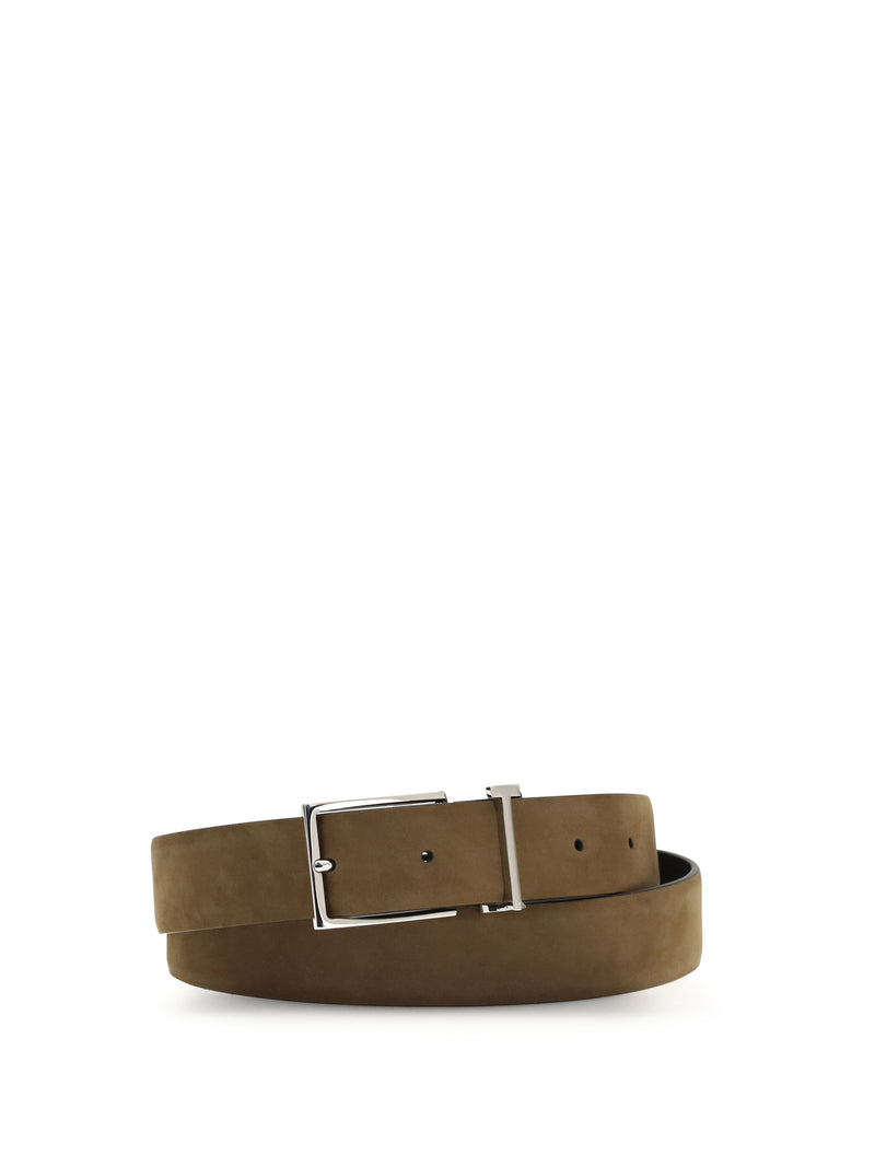 Tom Ford Tom Ford Suede Belt Olive Brown - World Class Fashion