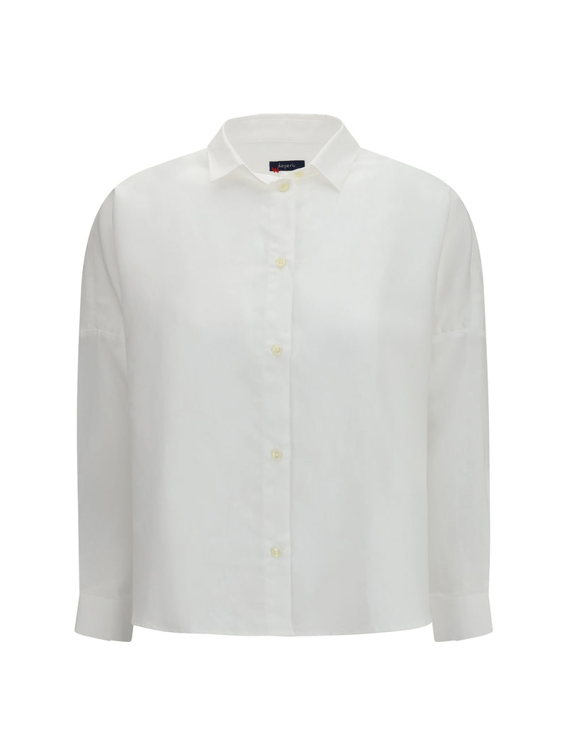 Deperlu Deperlu Bianca Cotton and Linen Blend Shirt Bianco - World Class Fashion