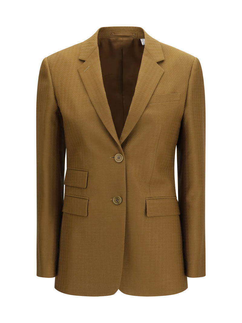 Burberry Burberry Wool and Mohair Blazer Hazelnut Brown Stripe - World Class Fashion