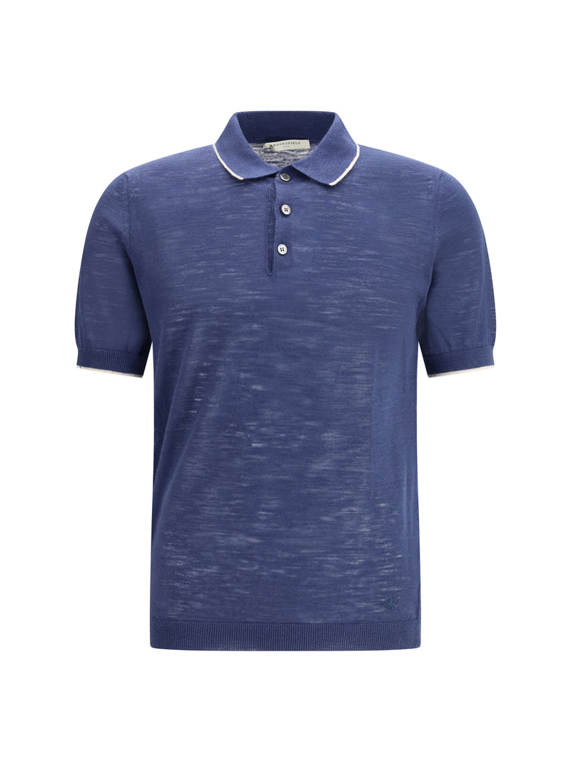 Brooksfield Brooksfield Linen Blend Polo Indigo Men - World Class Fashion