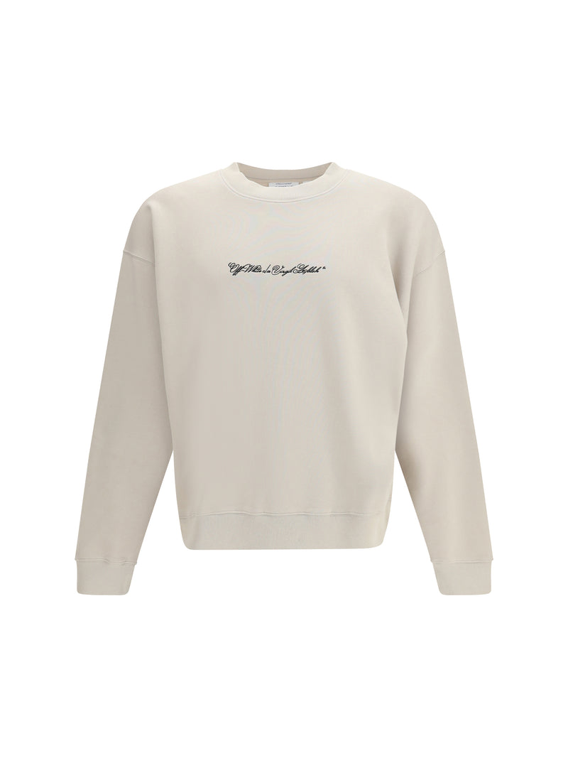 Off-white Off-white Script Arrow Crewneck Sweatshirt Pumice Stone - World Class Fashion