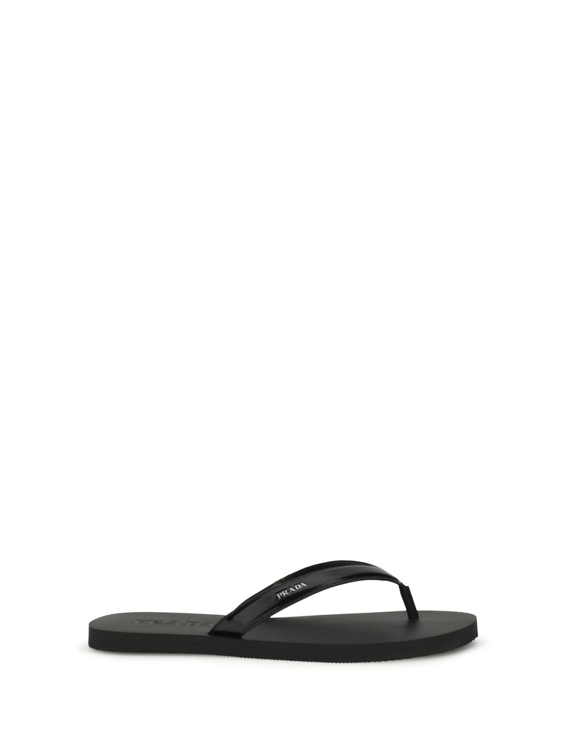 Prada Prada Leather Thong Sandals Nero Men - World Class Fashion